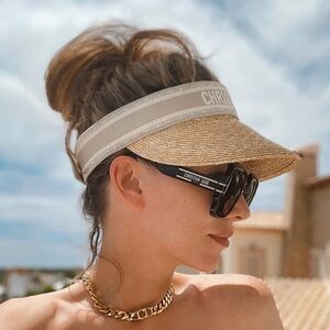 Dior Beige and Tan Visor
